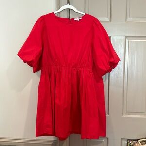 Puff Sleeve Red Dress